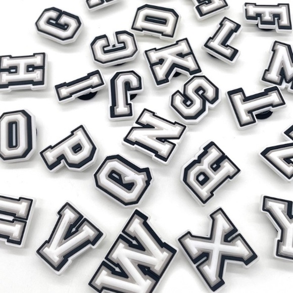 Designer Alphabet PVC 26 Letter Shoe Charms For Crocs 26 PC Set NEW - Picture 1 of 4